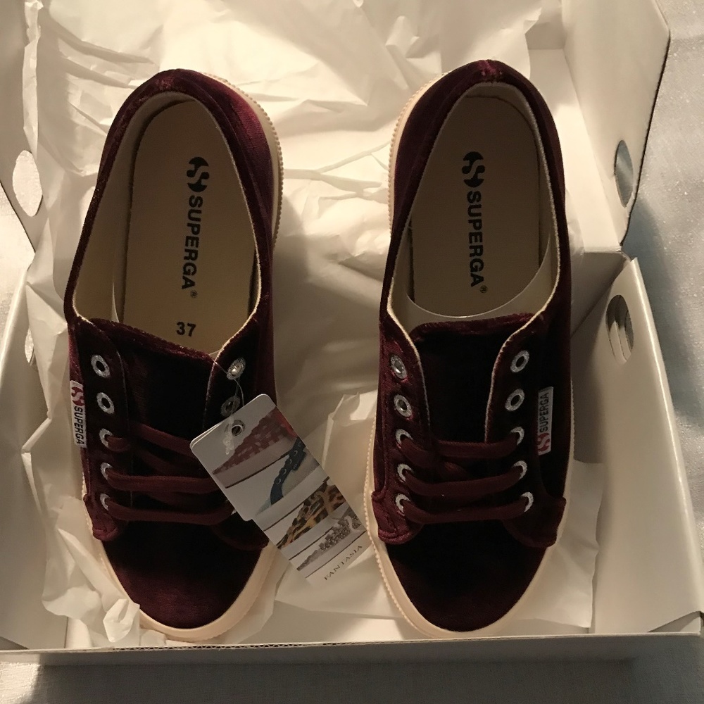 Superga Velvet Burgundy Sneakers NIB